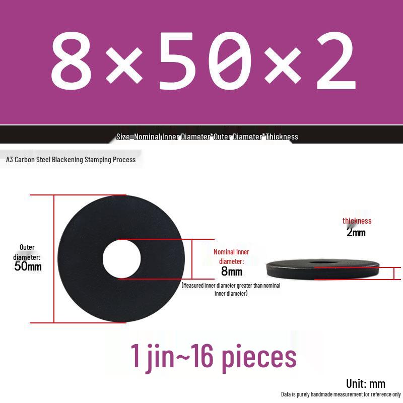 Black Oversized Thickened Round Metal Flat Washer Spacer for Home Use