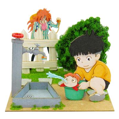 Sankei Studio Ghibli Мини Понио на скале у моря: Соске, Поньо и Фудзимото Бумажная модель в масштабе без масштаба MP07-38