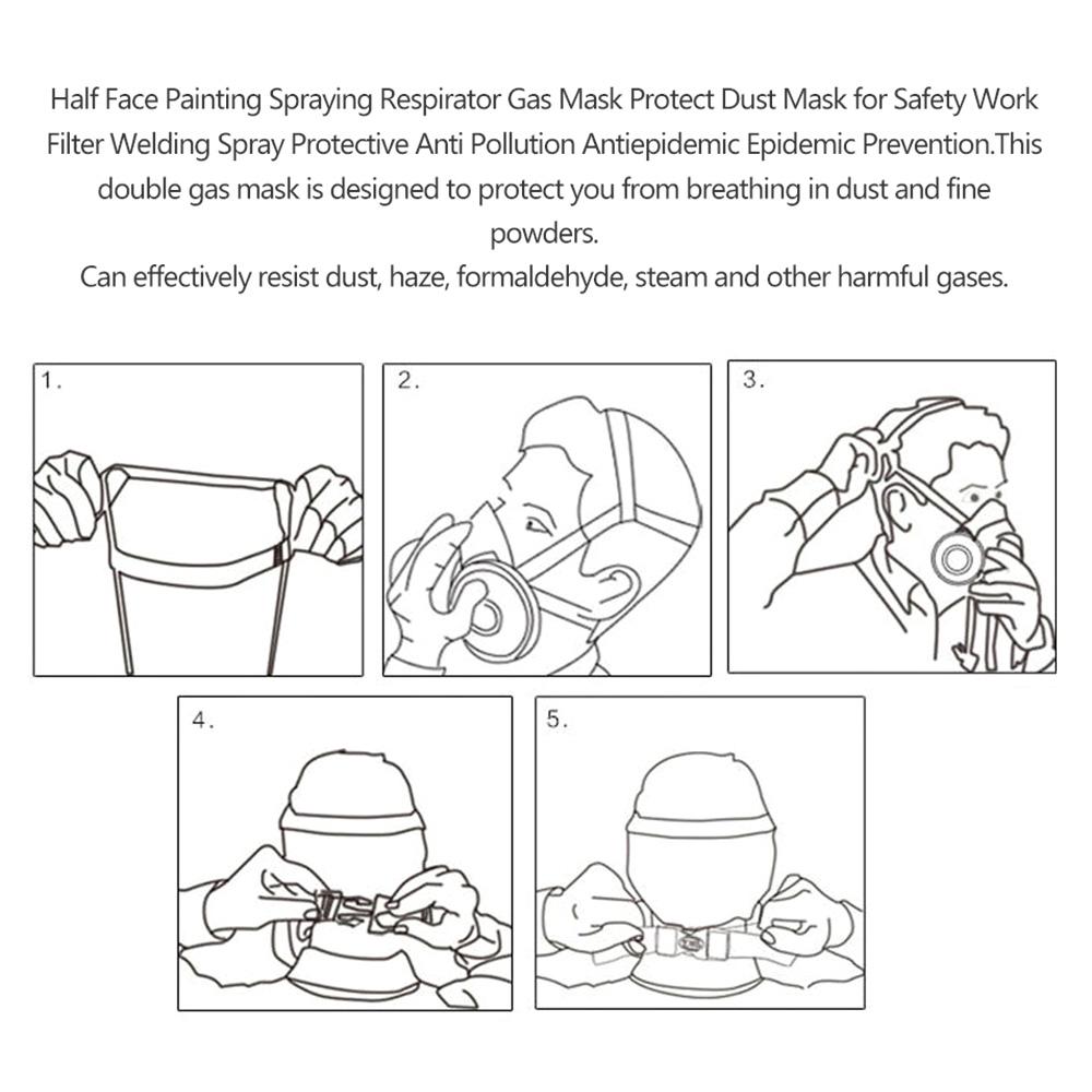 Респиратор для распыления краски на половину лица, противогаз, защитная пылезащитная маска для безопасной работы, фильтр для сварки