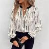 Women's Casual Temperament Collision V-neck Long-sleeved Shirt Blouse