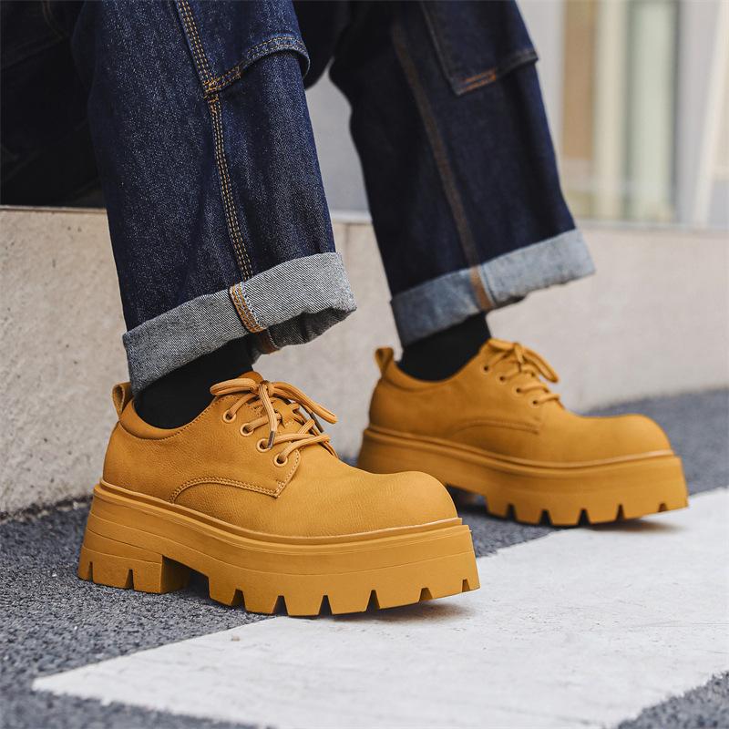 Британский стиль, маленькие кожаные туфли для пары, новые туфли с большой головкой, туфли-маффины на платформе, повседневные туфли дерби 6113-W