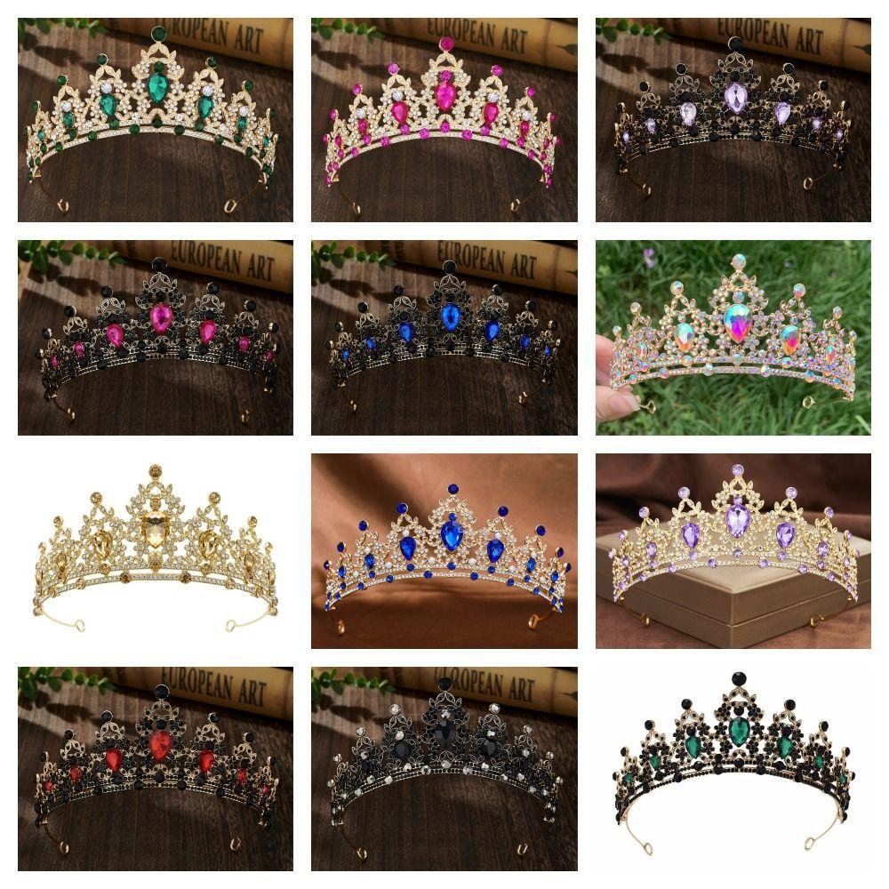 Shiny Baroque Crown Elegant Princess Rhinestone Crown Exquisite Bridal Tiara Women/Girls