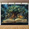 Фэнтезийный открытый книжный деревенский фон 2D, Светящийся домик на дереве, Фотофон для студии