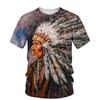New 3D Print Indians Graphic T Shirts Summer Fashion Personality Vintage T Shirt Interesting Character Pattern Men's T-shirt Top