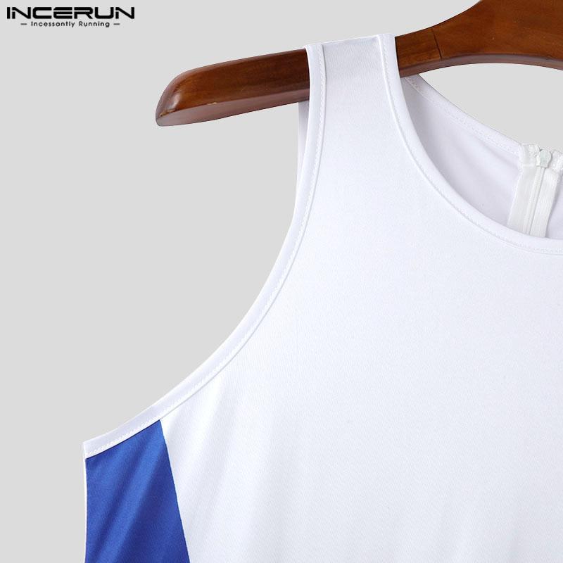 INCERUN Мужские комбинезоны без рукавов сшитые цельные боди комбинезоны короткие комбинезоны