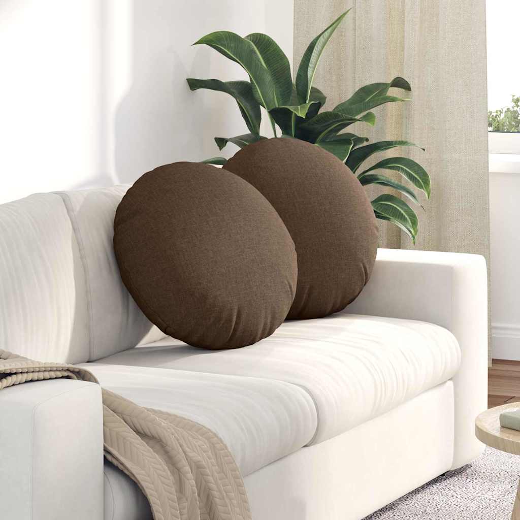 Seat Cushion 2 pcs Brown Ø50 x 19 cm Fabric