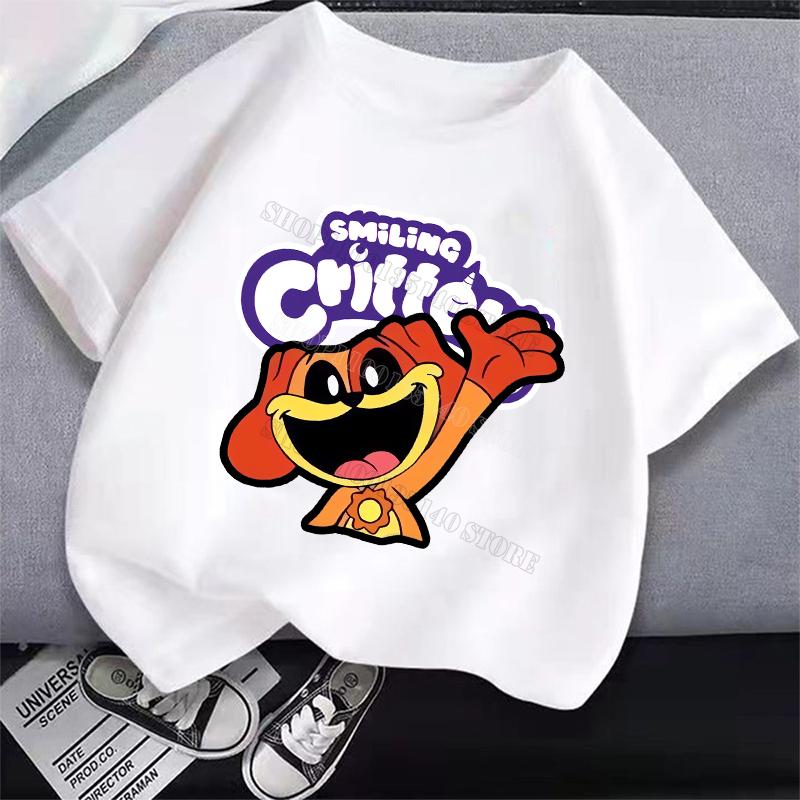 Smilings Critters Детская футболка Одежда Мультяшный принт Мальчик Девочка Футболка Аниме Летняя одежда с коротким рукавом Милый детский топ Декор