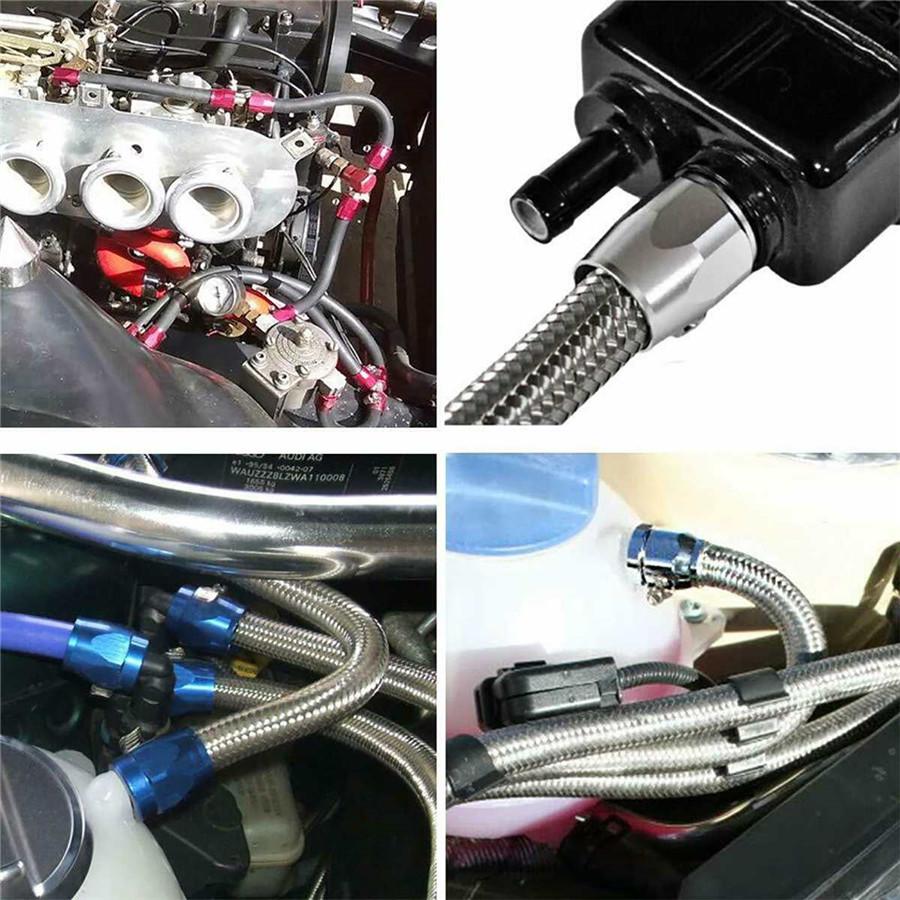 4PCS AN12 Black Car Hose Finisher Clamp Hose End Cover Fitting Adapter Connector