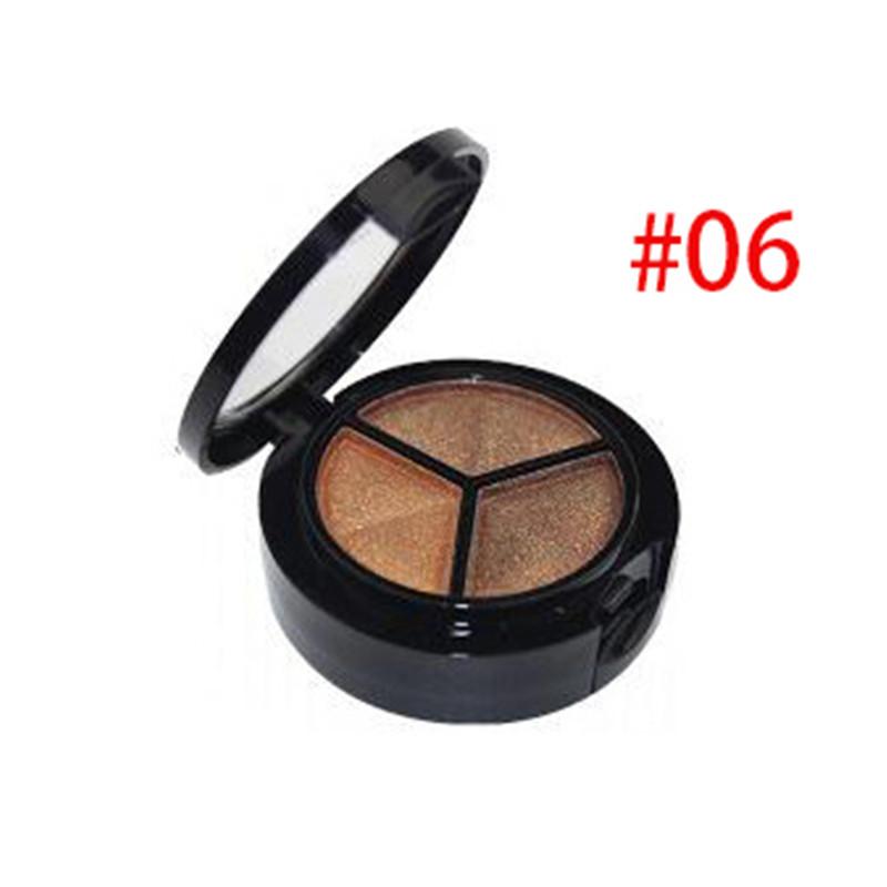 Tri-color Matte Shimmer Glitter Eye Shadow Palette Earth Color with Mirror with Brush Long-lasting Women Makeup Tools