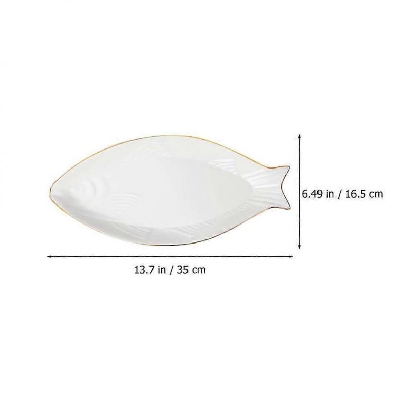 Fish Serving Plate Ceramic Fish Serving Dish for Food Storage White