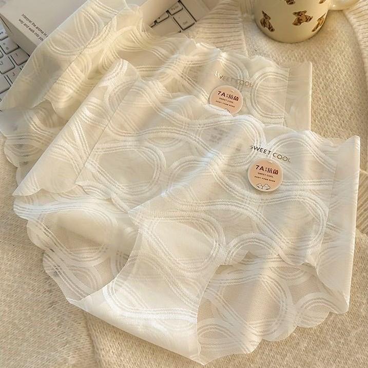 Women's Lace Seamless Underwear Women's Summer Mid-waist Pure Cotton 7A Antibacterial Extended Crotch Underwear Briefs