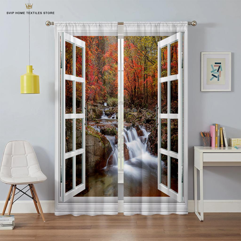 3D-печатные шторы с рисунком неба для спальни, гостиной, балкона и кухни. Украшения можно изготовить по индивидуальному заказу, 2 шт.