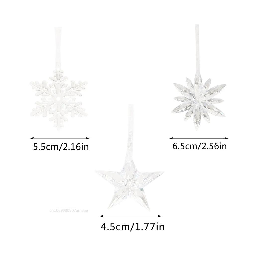 3 шт./пакет Рождественские украшения 2025 Рождественские прозрачные подвески-снежинки для зимнего новогоднего дерева Домашние украшения для вечеринки