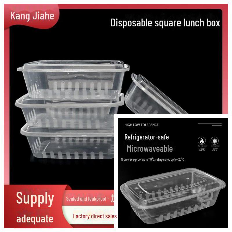 Thickened Rectangular Disposable Lunch Box with Cover - Food Grade, Perfect for Takeout and Roast Meat, Includes Free Shipping