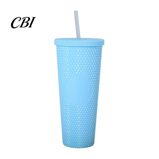Water Stain Resistant Cup Plastic Bottle, with Straw And Lid, Reusable Cold Drink Tumbler, Eco-friendly Coffee Wide Mouth Sequin Effect Travel
