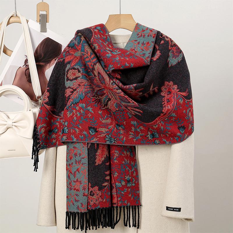 New Shawl Warm Winter Scarf Hijab Women Print Paisley Cashmere Pashmina Thick Wrap Head Neck Foulard Luxury Blanket Echarpe