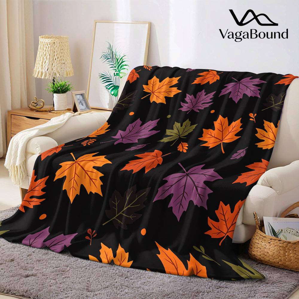 Красочный Осенний Кленовый Лист Фланелевое Одеяло Теплое Мягкое Хэллоуин Рождество Всесезонное Диванное Декоративное Уютное Теплое Подарок