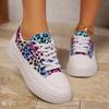 Мода New Tide Flats Leopard Женская обувь Platform Laceup Спортивная обувь Fashion Cozy Autumn Casual Shoes Designer Walking