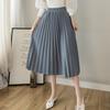 Женская плиссированная юбка, эластичная, высокая талия, однотонная юбка миди, мягкая, дышащая ткань, универсальный стиль, повседневная юбка