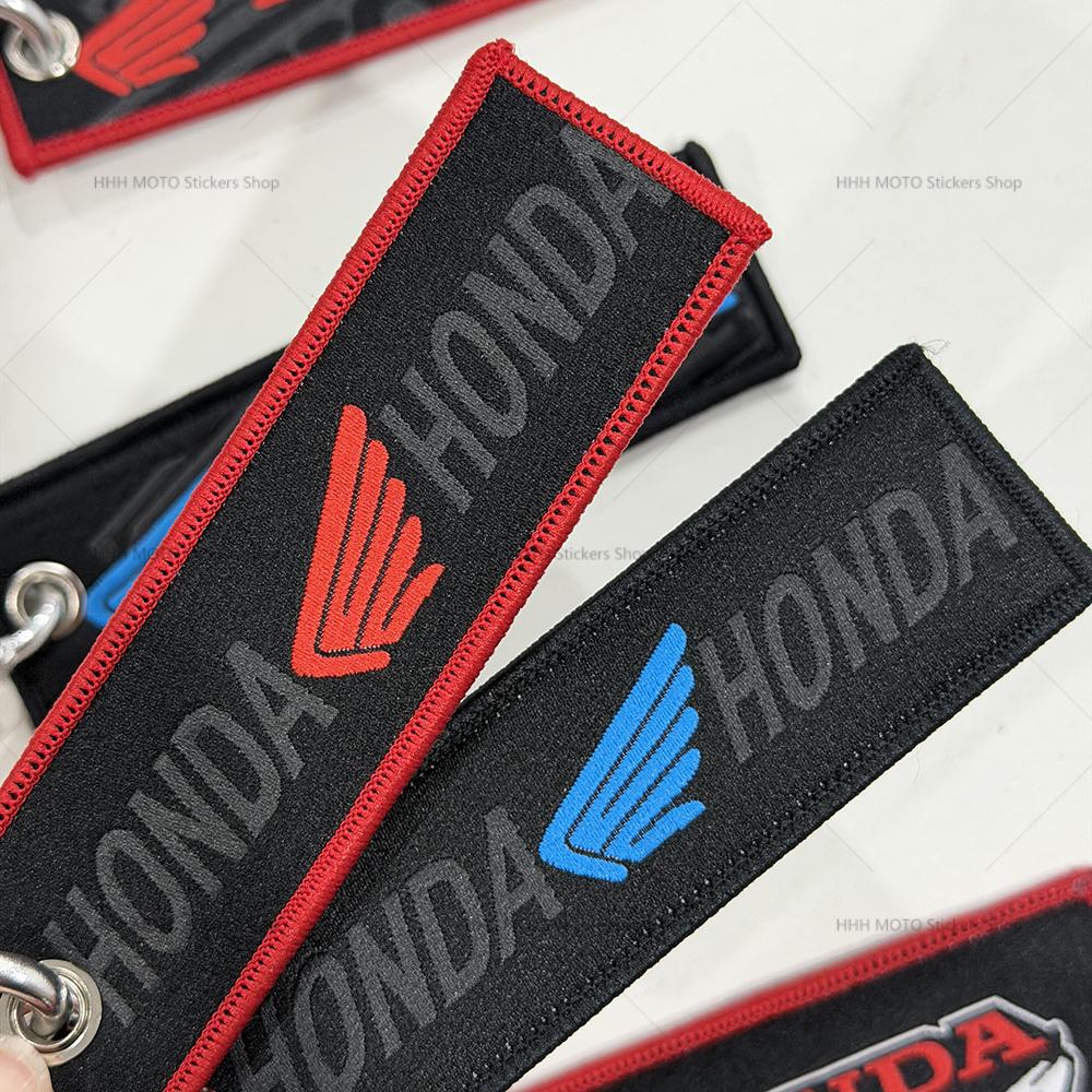 YNEPB1 Embroidery Wings Car Keychain for Honda Cars & Motorcycles Double Sided Key Fob Holder Jewelry