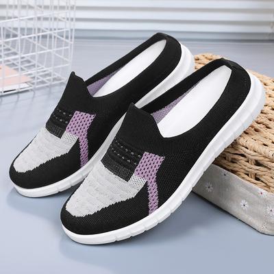 Женские весенние новые дышащие повседневные полутапочки Flyknit, обувь для мам, обувь для ленивости с неглубоким ртом