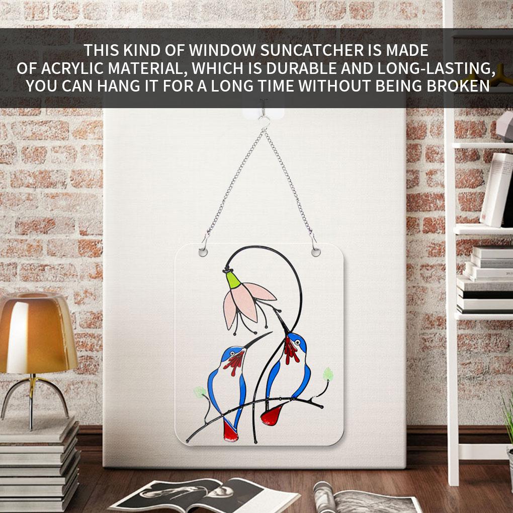 Window Panel Fowl Shape Hanging Pendant Acrylic Stained Panel for Home Decoration