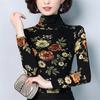Printed Turtleneck Bottoming Shirt Autumn Winter New Mother's Tshirt Fashion Long Sleeve Women's Pullovers Top M-4XL
