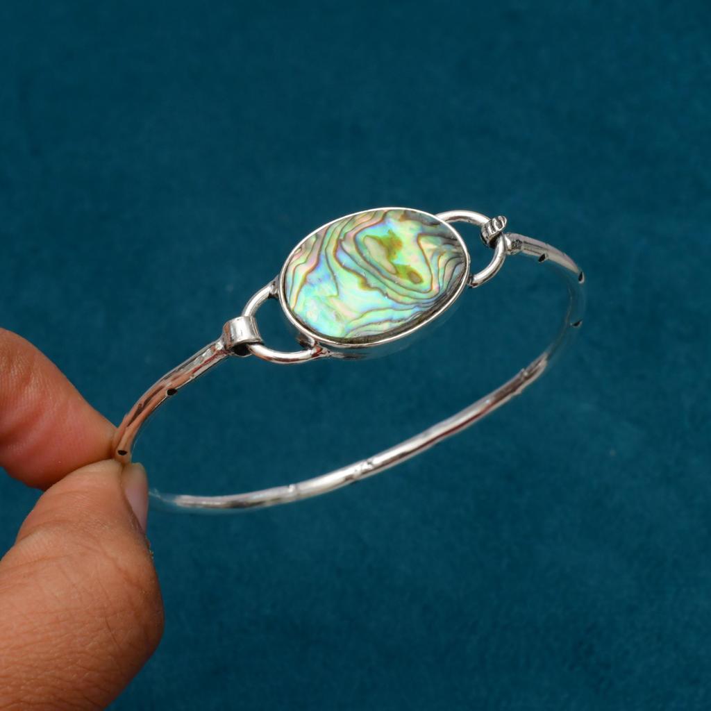 Abalone Shell Gemstone : 925 Sterling Silver Handmade Gemstone Bracelet Jewelry