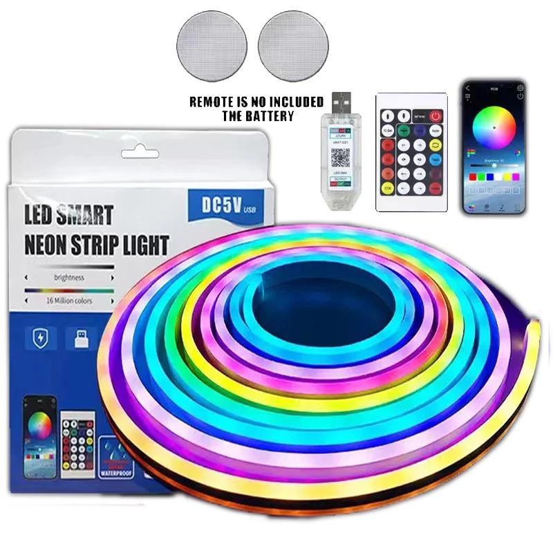 Led Neon Rope Lights App/Remote,Flexible IP68 Outdoor RGB Light Waterproof,Music Sync Gaming Strip Lamp for Bedroom Indoor