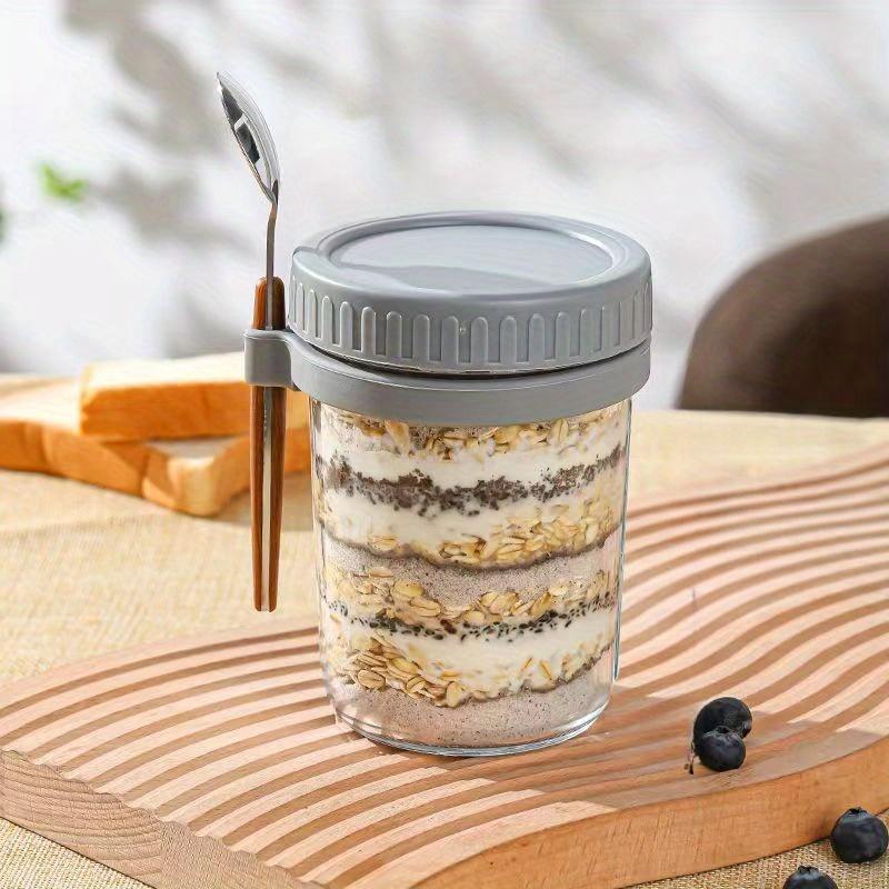 1 шт., ночной контейнер для овса, молока, фруктов, салата, хранения продуктов, стеклянные банки, переносные чашки для завтрака из хлопьев, бутылка для воды, кухонный предмет