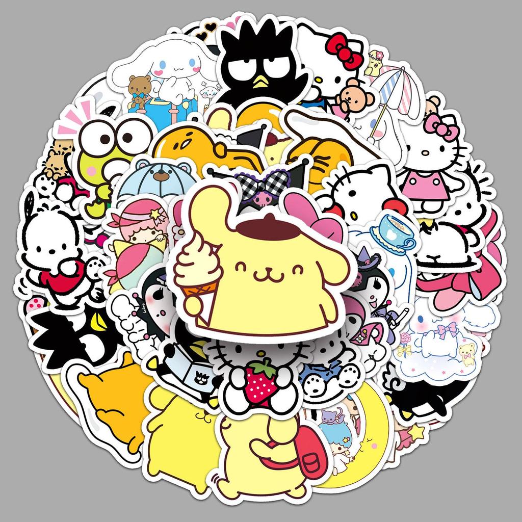 51 стикер Sanrio: KT Cat, Pompompurin, Cinnamoroll - Водонепроницаемые Мультяшные Наклейки для Чемоданов