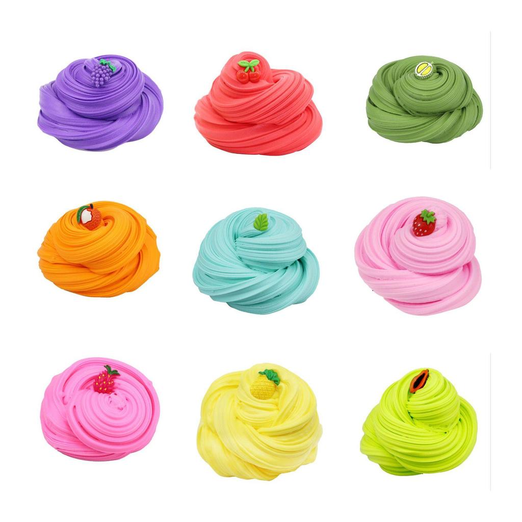 70ml Fruit Cake Slime Kit Fluffy Floam Kid Modeling Slime Clay Toy Polymer Safe Cotton Biscuit Slime