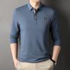 Long Sleeve POLO Shirt Solid Color Middle-aged and Elderly Men's T-shirt Dad Suit