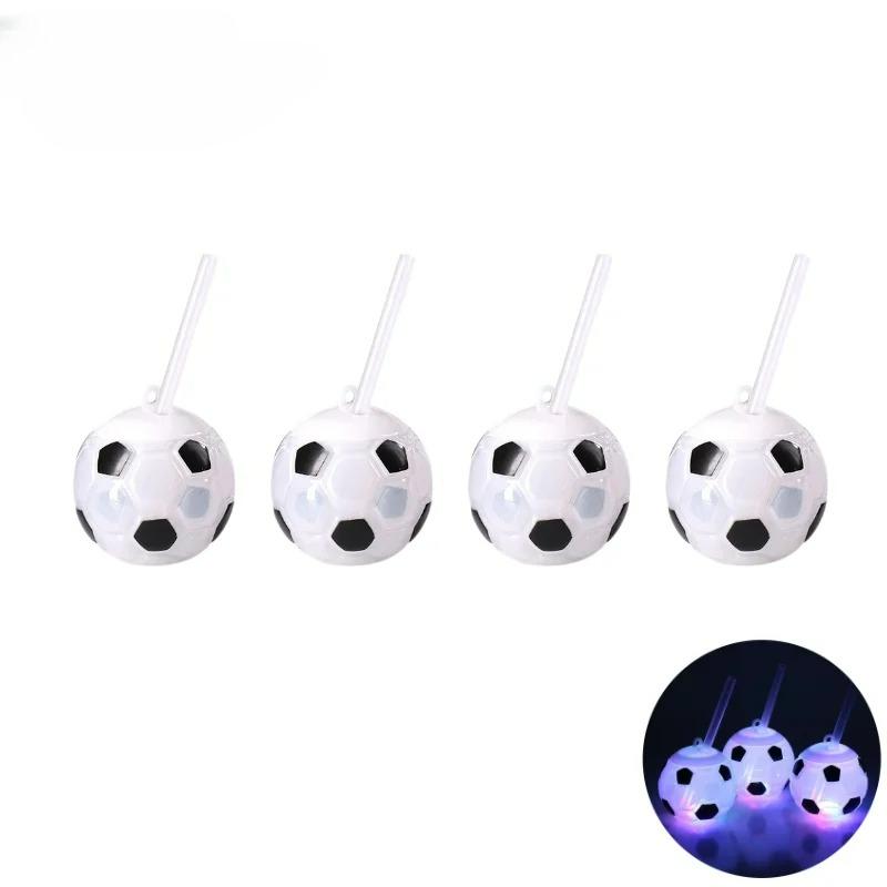 Пластиковые стаканчики с трубочками, одноразовая посуда для напитков, с рисунком Футбол Волейбол, для детей и взрослых, идеально подходят для сока, молочного чая, дня рождения