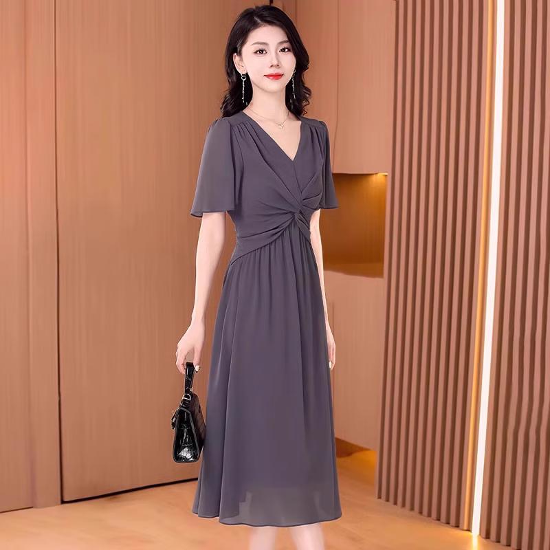 Женское элегантное шифоновое миди-платье А-силуэта