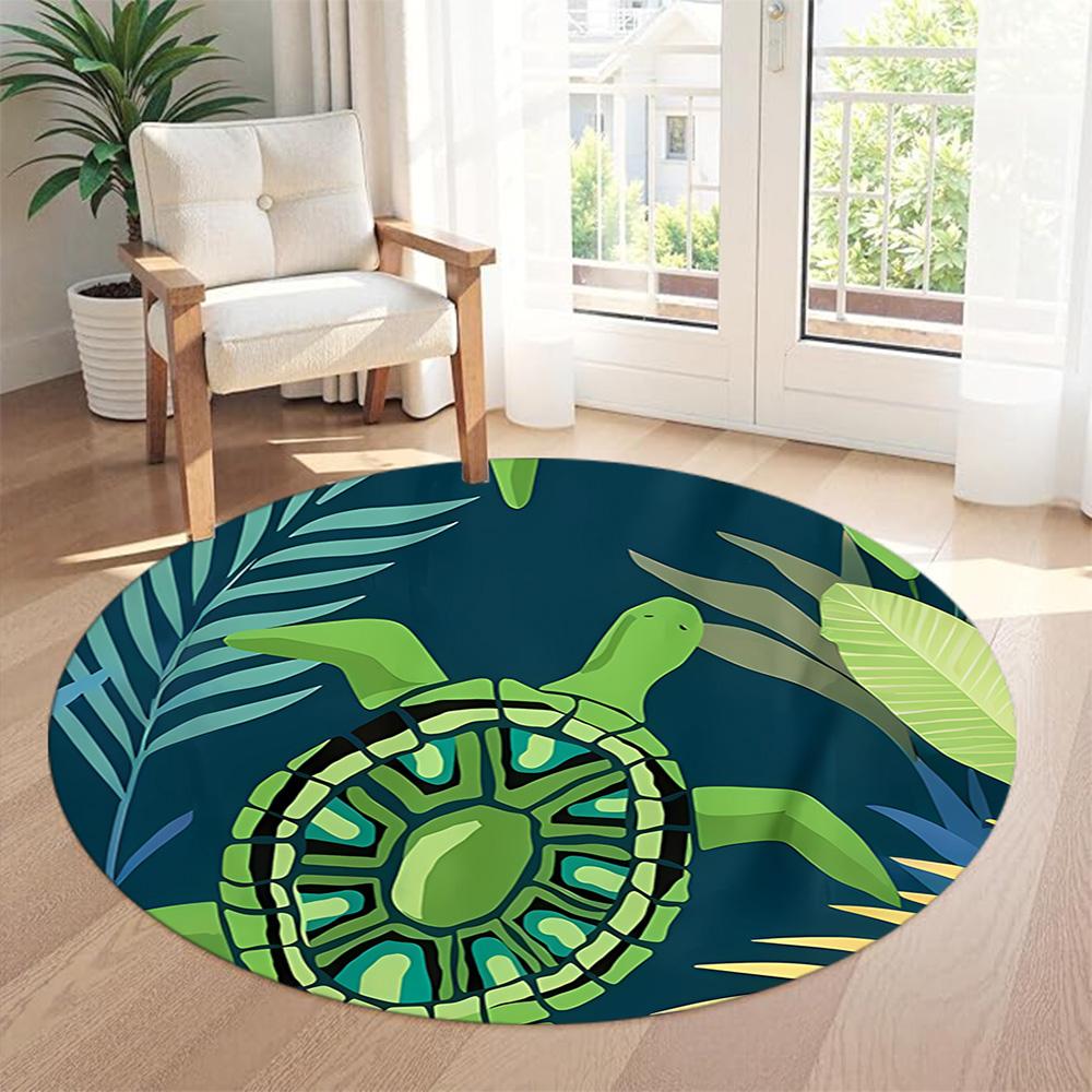 Sea Turtle Round Carpet Suitable for Game Room Outdoor Dining Room Foyer Anti-slip Round Rug Decorate Offices Perfect Gift for Friends Family