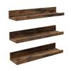 Floating Shelves, Set of 3 Wooden Wall Shelves, 38 Cm Long, with Front Edge, for Trinkets, Spice Jars