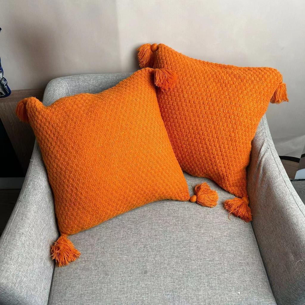 Nordic Knitted Tassel Wool Throw Blanket for Sofa or Office Naps