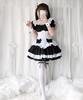 Maid Costume Cosplay Puff Mini Light Black and White Black and White [Milky Time] Dress, Sleeves, Length, Blue, (Includes Ribbon)