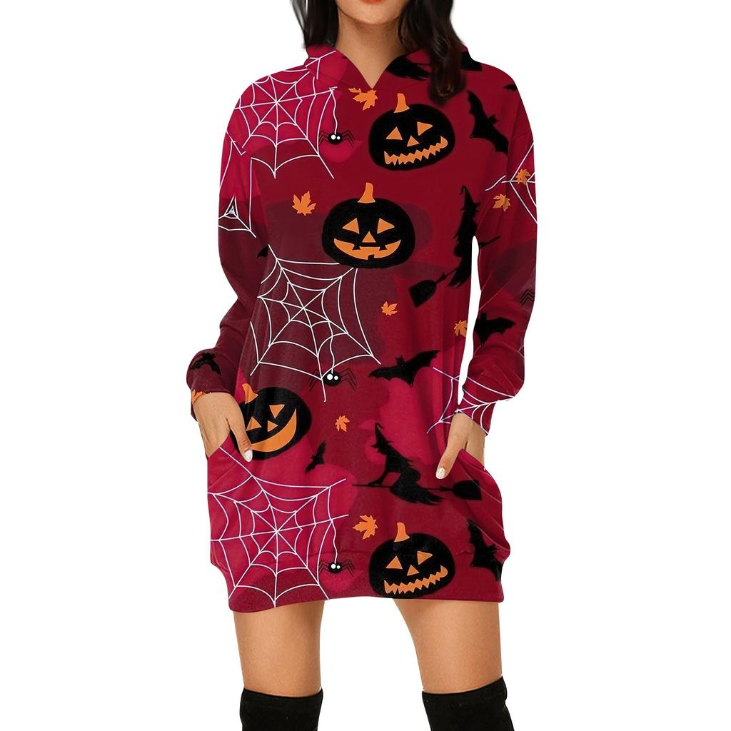 Women's Fashion Loose Casual Pocket Long Sleeve Hoodie Printed Sweatshirt Top