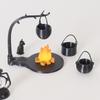 4/5Pcs Dollhouse Mini Hanging Stove Stockpot Fire Pile Model Dollhouse Outdoor Camping Scene Decoration Dolls House Accessories