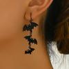 1 Pair Drop Earrings Matte Black Triple Bat Hook Earrings Women Halloween Earrings Witchy Goth Ear Adornments
