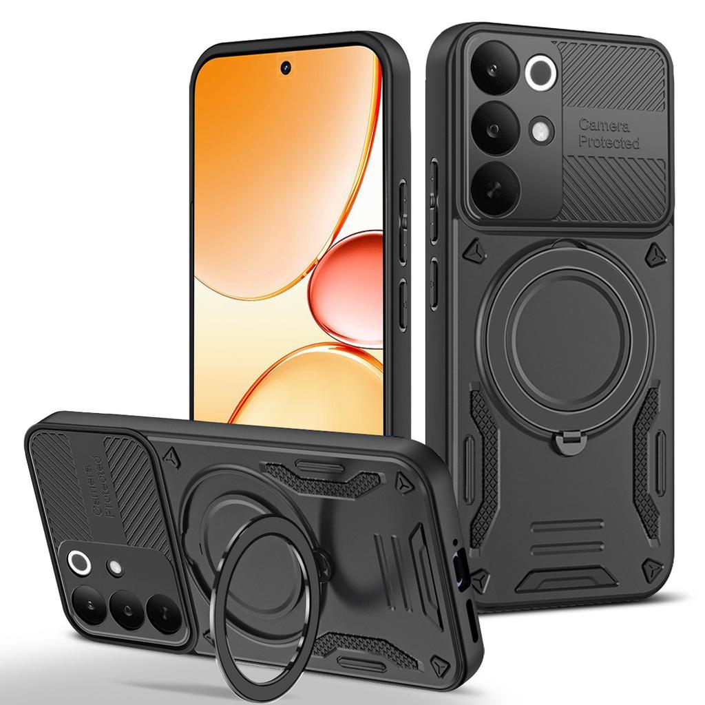 Для Realme C85 Pro 4G Магнитный чехол Ударопрочный ТПУ + ПК Задняя крышка телефона с подставкой