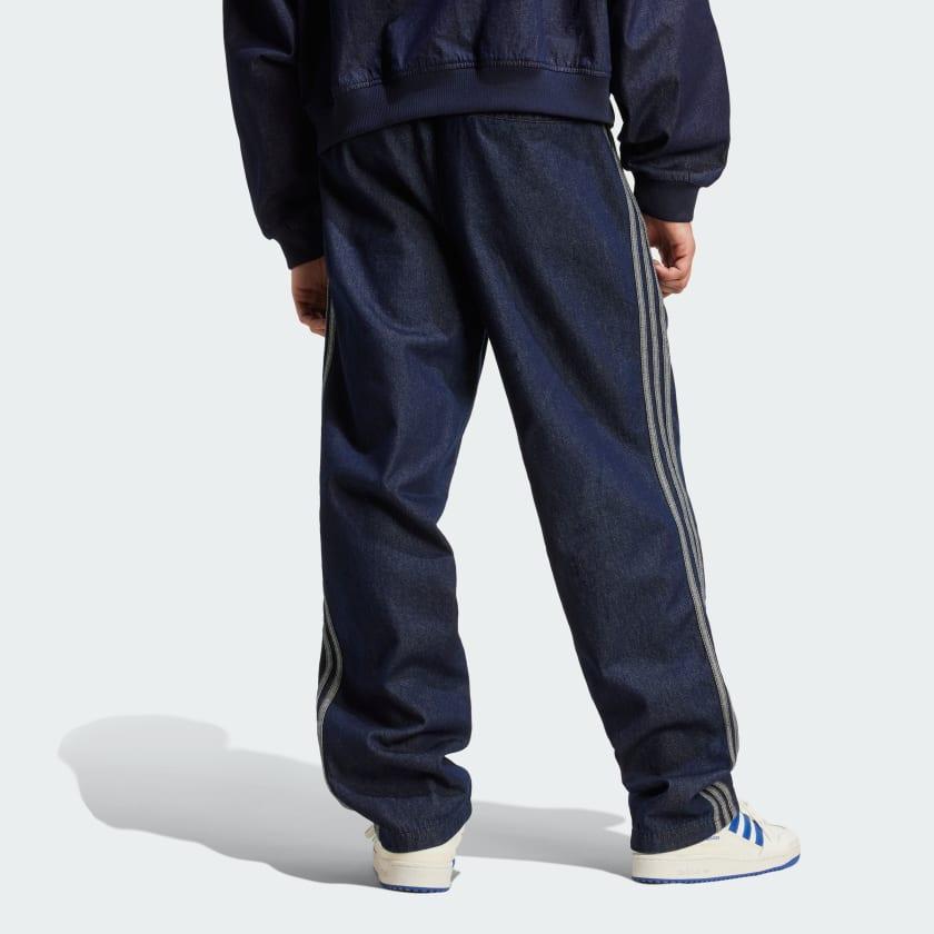 Adidas Originals Loose Striped Straight Leg Casual Pants Men bottoms Indigo JX6459