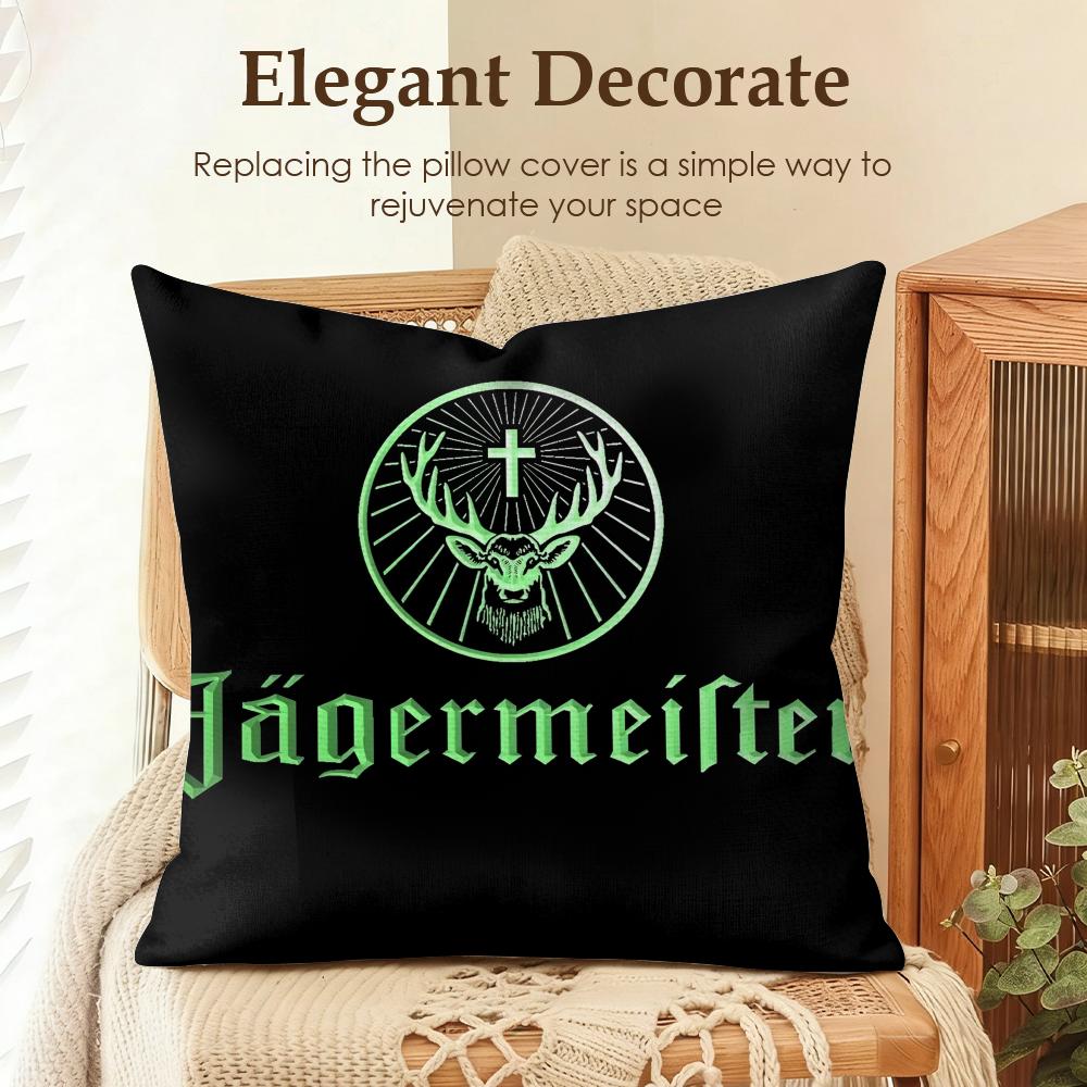 Fashion JJaegermeisterS Cushion Cover Natural Linen Organic Fabric DoubleSided Printing Sofa Home Decor Gift Pillow Case