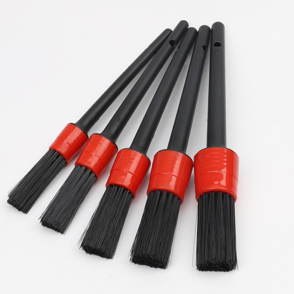 5Pcs Small Detailing Brush Set Soft Multifunctional Car Cleaning Brush Black Portable Automotive Interior Cleaning Tools