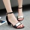 Summer Shoes Women Sandals Peep Casual Block Heels Flip Flops Fashion Bling Ankle Straps Party Wedding Shoes Ladies Red Black