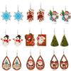 Trendy Snowflake & Santa Wooden Christmas Earrings