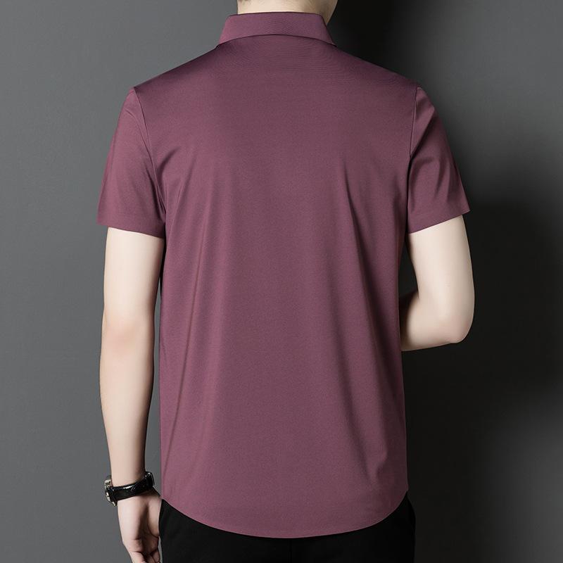 Summer New Style Young and Middle-aged Men's Short-sleeved Shirts Business Casual Loose Ice Silk Shirts for Men