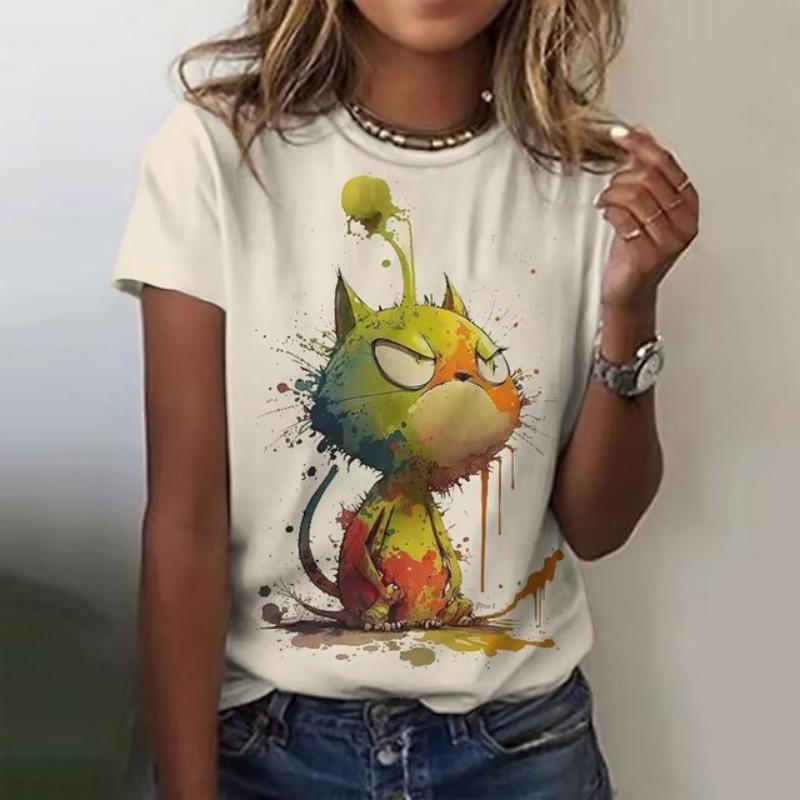 Модные летние футболки с принтом для маленьких девочек в формате 3D, женская уличная одежда, повседневная одежда в стиле Харадзюку Y2k с коротким рукавом, футболки с круглым вырезом, топы, одежда